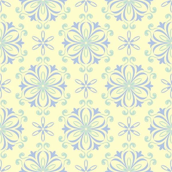 Çiçek desenli sorunsuz arka plan. Bej renkli arka plan duvar kağıtları, Tekstil ve kumaş için mavi ve yeşil ışık çiçek öğeleri ile