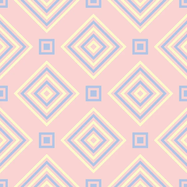 Geometrik seamless modeli. Soluk pembe arka plan duvar kağıtları, Tekstil ve kumaş için mavi ve bej elemanları ile