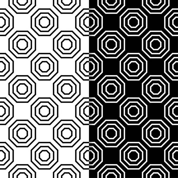 Black White Geometric Prints Set Seamless Patterns Web Textile Wallpapers — Stock Vector