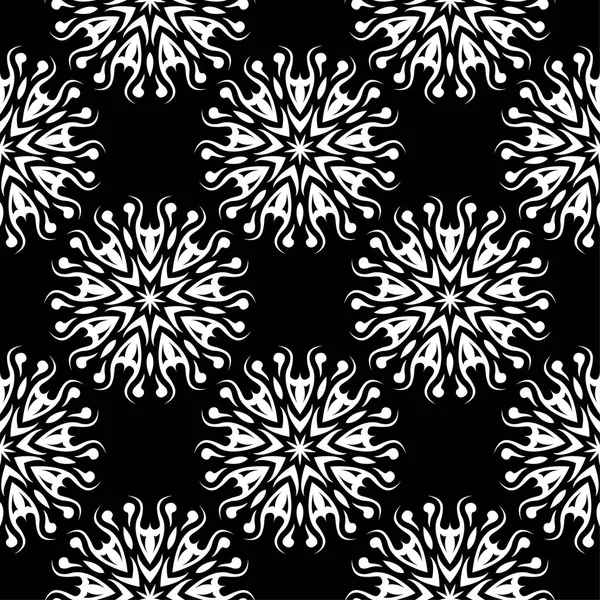 Ornement Floral Blanc Sur Fond Noir Modèle Sans Couture Pour — Image vectorielle