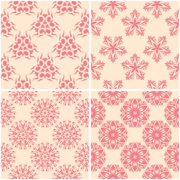 Çiçek desenleri. Dizi sorunsuz arka plan bej ve kırmızı. Vektör çizim