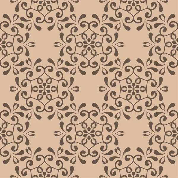 Ornement Floral Brun Sur Fond Beige Modèle Sans Couture Pour — Image vectorielle