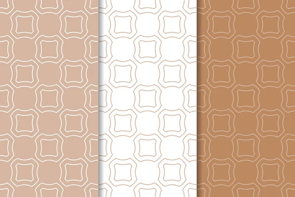 Kahverengi ve beyaz geometrik süsler. Web, Tekstil ve duvar kağıtları için dikişsiz desen seti