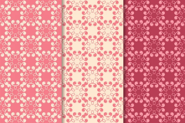 Kiraz kırmızı çiçek desenleri kümesi. Dikey Dikişsiz desen. Duvar kağıdı arka plan