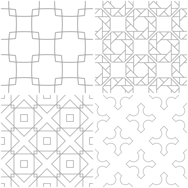 Geometrik desenler. Işık gri ve beyaz sorunsuz arka planlar kümesi. Vektör çizim