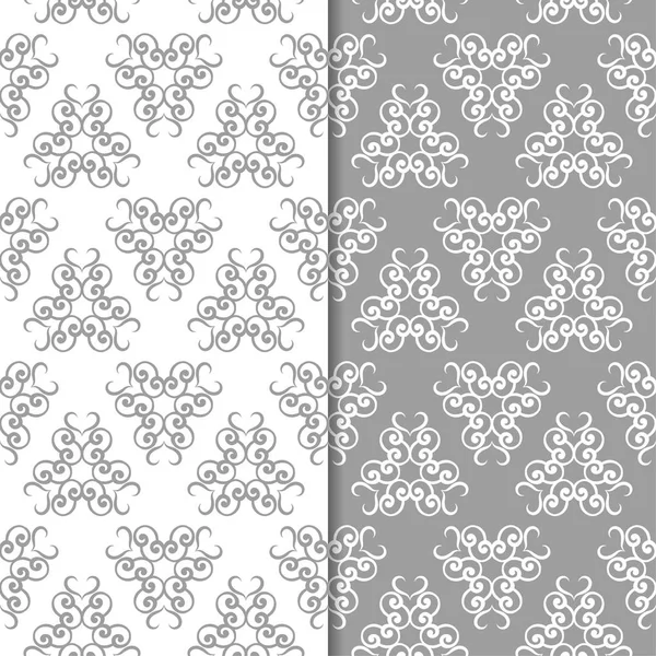 Fehér Szürke Virág Dísz Varrat Nélküli Hátterek Textil Háttérképek Gyűjteménye — Stock Vector