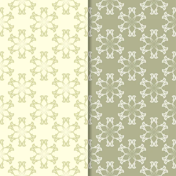 Zeytin yeşili çiçek desenleri. Tekstil ve duvar kağıtları için dikişsiz desen seti