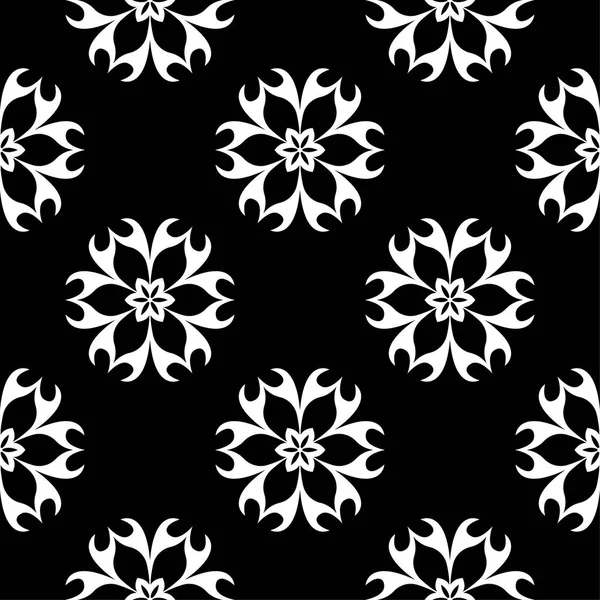 Siyah ve beyaz çiçek süsleme. Tekstil ve duvar kağıtları için seamless modeli