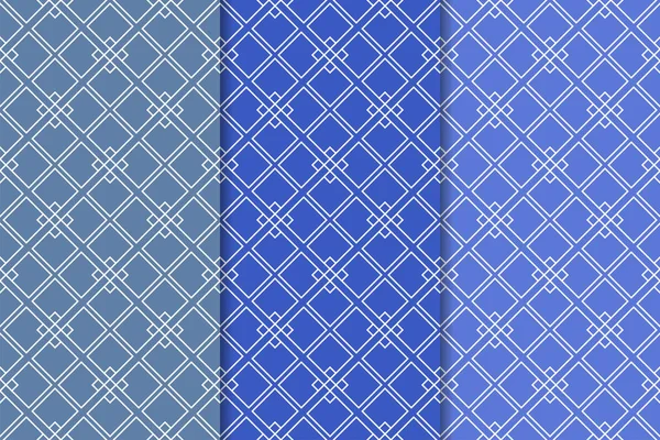 Mavi geometrik süsler. Web, Tekstil ve duvar kağıtları için dikey Dikişsiz desen seti