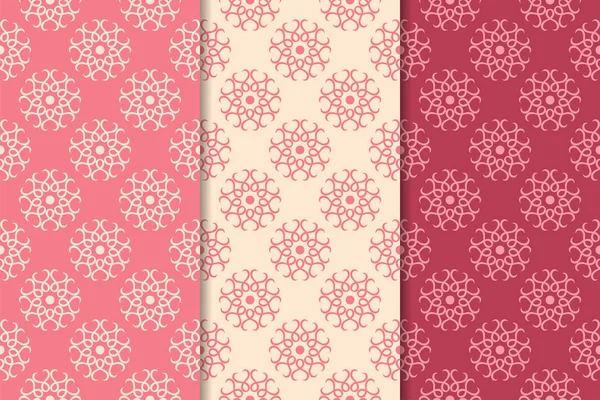 Kırmızı çiçekli süsler kümesi. Kiraz pembe dikey Dikişsiz desen. Duvar kağıdı arka plan