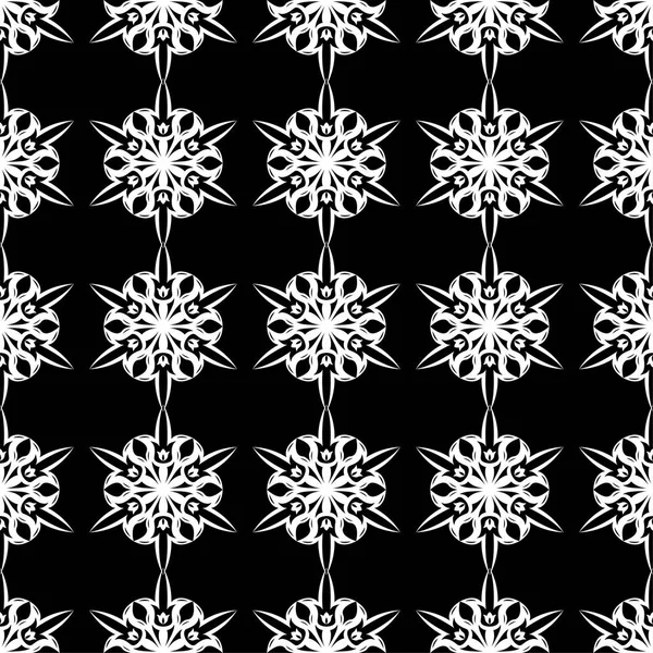 Siyah arka plan üzerine beyaz çiçek tasarım. Tekstil ve duvar kağıtları için seamless modeli