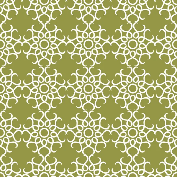 Zeytin yeşil zemin üzerine beyaz çiçek süsleme. Tekstil ve duvar kağıtları için seamless modeli