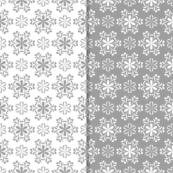 Beyaz ve gri çiçek arka planlar. Tekstil ve duvar kağıtları için dikişsiz desen seti