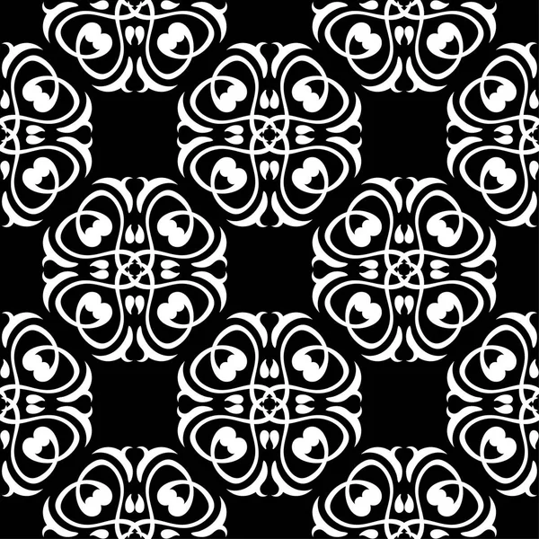 Siyah arka plan üzerine beyaz çiçek süsleme. Tekstil ve duvar kağıtları için seamless modeli