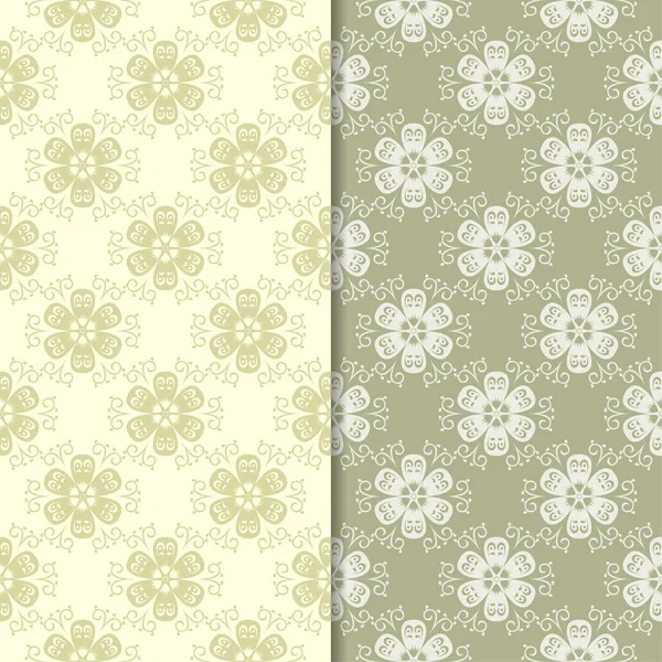 Zeytin yeşili çiçek arka planlar. Tekstil ve duvar kağıtları için dikişsiz desen seti