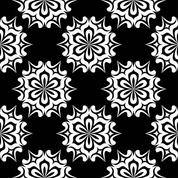 Weiße Blumen Auf Schwarzem Hintergrund Ornamentale Nahtlose Muster Für Textilien — Stockvektor