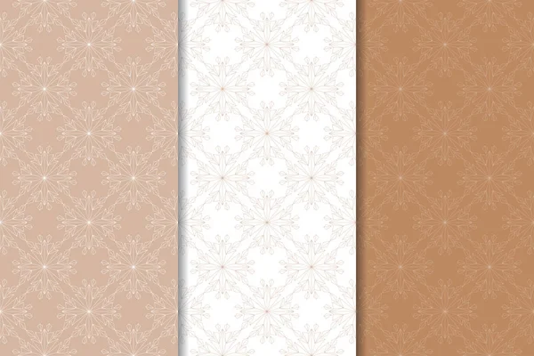 Kahverengi çiçek süsler. Dikey Dikişsiz desen seti