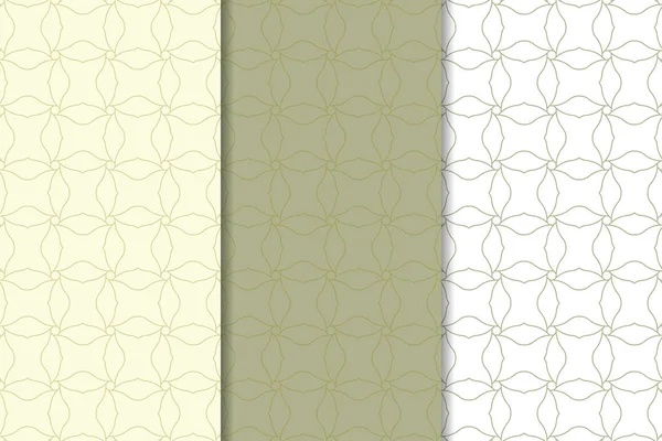 Zeytin yeşili ve web, Tekstil ve duvar kağıtları için geometrik Dikişsiz desen beyaz set