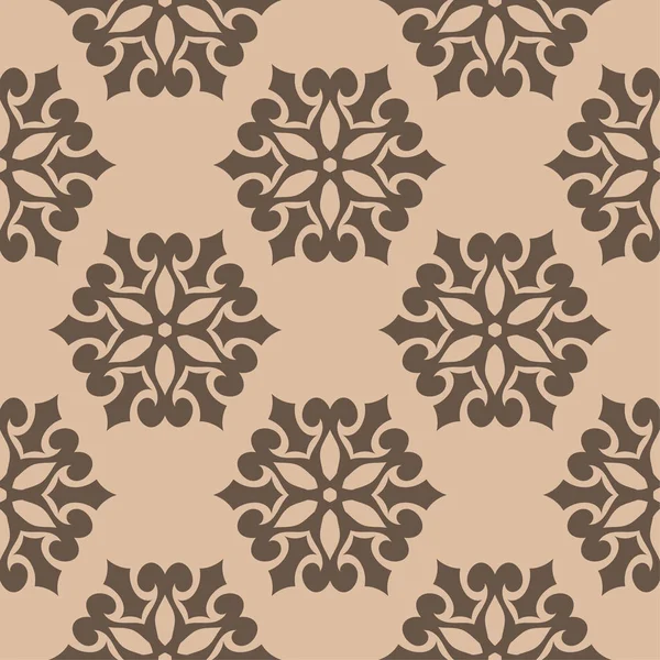 Bej renkli arka plan üzerinde kahverengi çiçek süsleme. Tekstil ve duvar kağıtları için seamless modeli