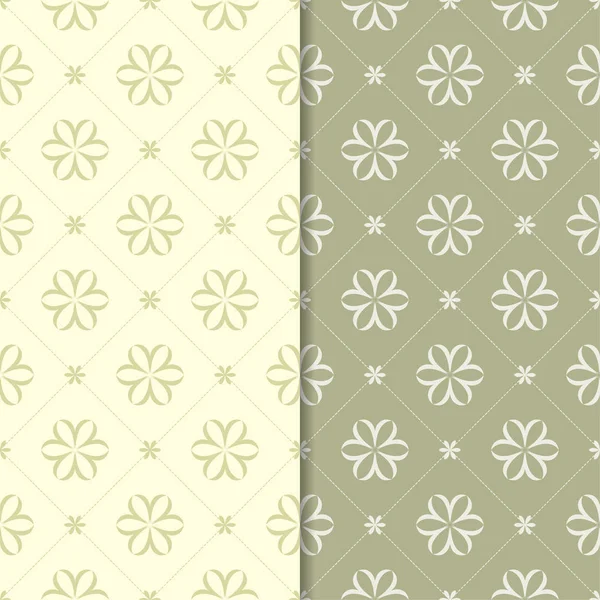 Zeytin yeşili çiçek arka planlar. Tekstil ve duvar kağıtları için dikişsiz desen seti