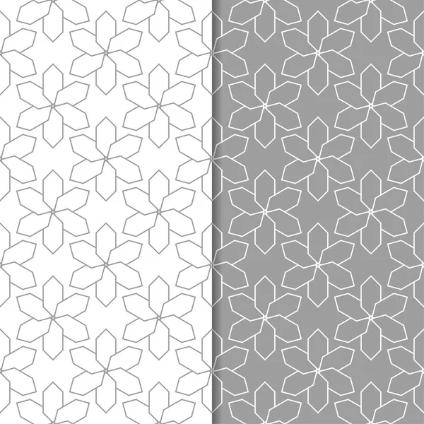 Geometrik süsler kümesi. Gri ve beyaz Dikişsiz desen web, Tekstil ve duvar kağıtları için