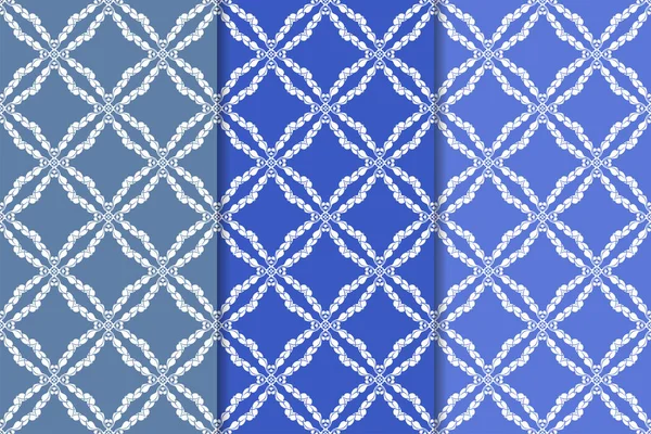 Mavi çiçekli süsler. Dikey Dikişsiz desen seti. Duvar kağıdı arka plan