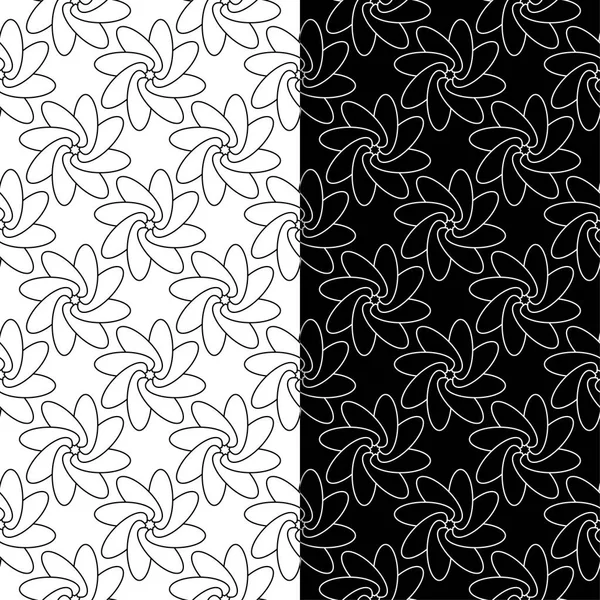 Siyah ve beyaz çiçek arka planlar. Tekstil ve duvar kağıtları için dikişsiz desen seti