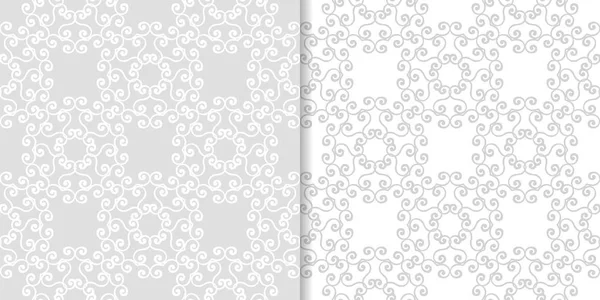 Světle Šedá Květinové Ornamenty Sada Bezešvé Vzory Pro Textil Tapety — Stockový vektor