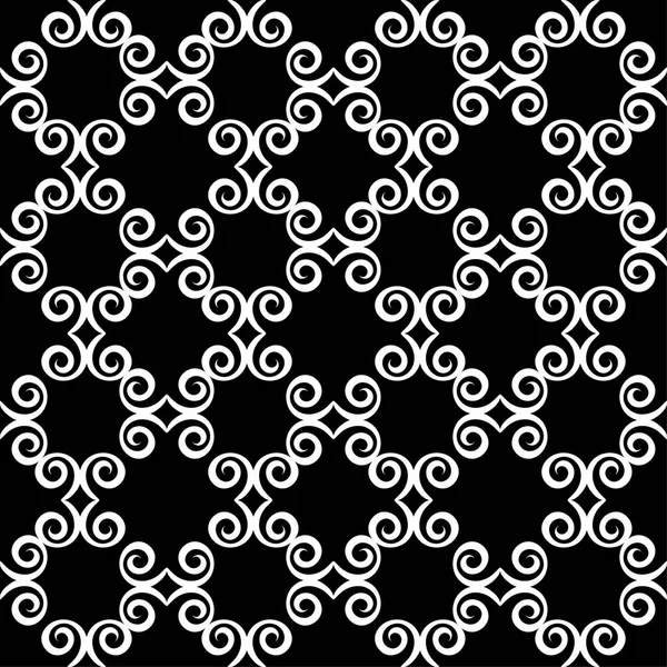 Siyah arka plan üzerine beyaz çiçek süsleme. Tekstil ve duvar kağıtları için seamless modeli