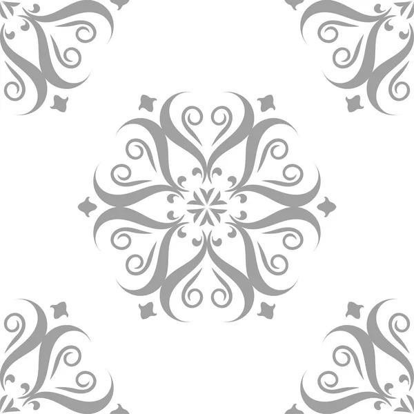 Diseño Floral Gris Claro Sobre Fondo Blanco Patrón Sin Costuras — Vector de stock