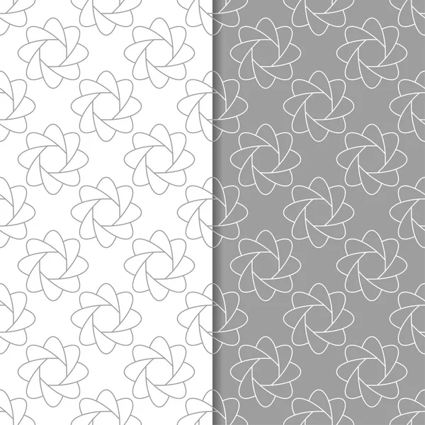 Beyaz ve gri çiçek arka planlar. Tekstil ve duvar kağıtları için dikişsiz desen seti