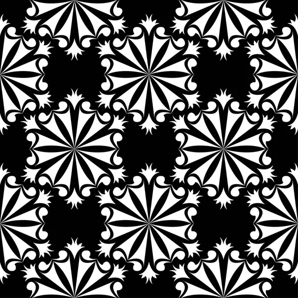 Siyah arka plan üzerine beyaz çiçek süsleme. Tekstil ve duvar kağıtları için seamless modeli