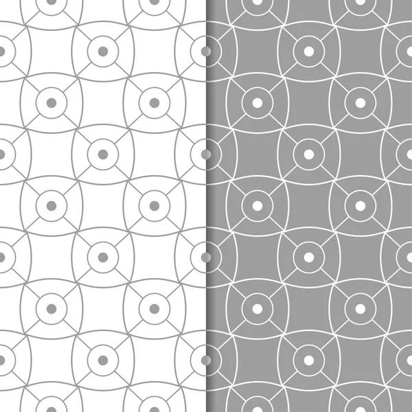 Gri ve beyaz geometrik süsler. Web, Tekstil ve duvar kağıtları için dikişsiz desen seti