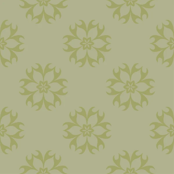 Olive Green Gray Floral Ornament Seamless Pattern Textile Wallpapers — Stock Vector