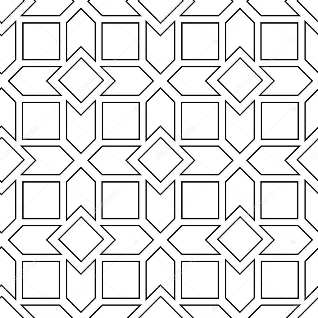 White and black monochrome geometric print. Seamless pattern for web, textile and wallpapers