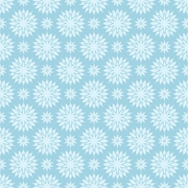 Mavi zemin üzerine beyaz çiçek süsleme. Tekstil ve duvar kağıtları için seamless modeli