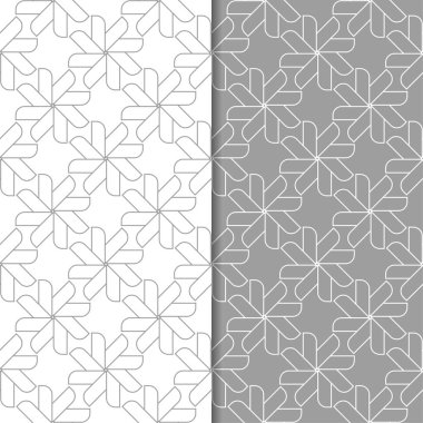 Gri ve beyaz geometrik süsler. Web, Tekstil ve duvar kağıtları için dikişsiz desen seti