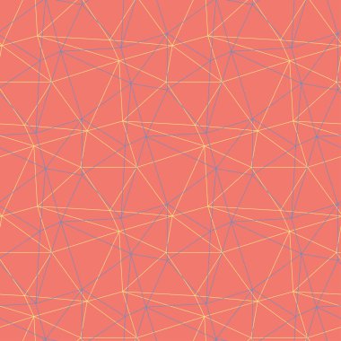 Geometrik seamless modeli. Mavi ve sarı bir tasarıma sahip parlak kırmızı arka plan