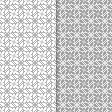 Geometrik süsler kümesi. Gri ve beyaz Dikişsiz desen web, Tekstil ve duvar kağıtları için