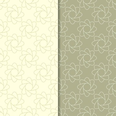 Zeytin yeşili çiçek arka planlar. Tekstil ve duvar kağıtları için dikişsiz desen seti