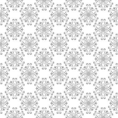 Beyaz arka plan üzerine açık gri çiçek tasarım. Tekstil ve duvar kağıtları için seamless modeli