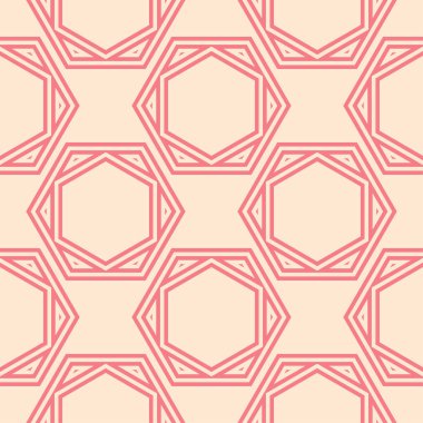 Kırmızı ve bej geometrik süsleme. Web, Tekstil ve duvar kağıtları için seamless modeli