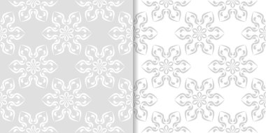 Işık gri çiçek arka planlar. Tekstil ve duvar kağıtları için dikişsiz desen seti