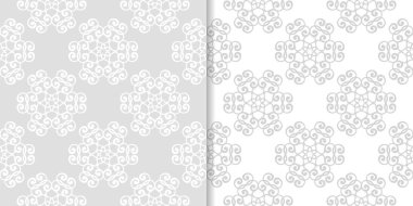 Işık gri çiçek arka planlar. Tekstil ve duvar kağıtları için dikişsiz desen seti