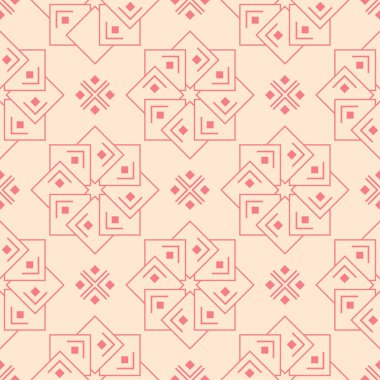 Bej renkli arka plan üzerinde kırmızı çiçekli süs. Tekstil ve duvar kağıtları için seamless modeli