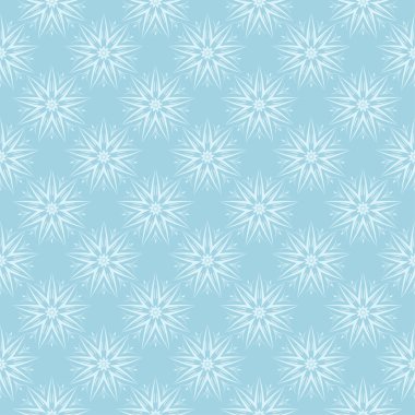 Mavi zemin üzerine beyaz çiçek süsleme. Tekstil ve duvar kağıtları için seamless modeli