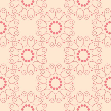 Bej renkli arka plan üzerinde kırmızı çiçekler. Tekstil ve duvar kağıtları için süs seamless modeli