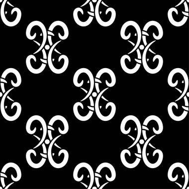 Tekstil, kumaş veya duvar kağıtları için soyut seamless modeli. Siyah ve beyaz arka plan