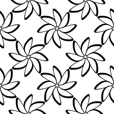 Beyaz arka planda siyah çiçek süsleme. Tekstil ve duvar kağıtları için seamless modeli