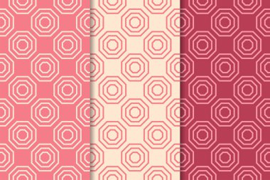 Kiraz kırmızı geometrik yazdırır. Web, Tekstil ve duvar kağıtları için dikey Dikişsiz desen seti